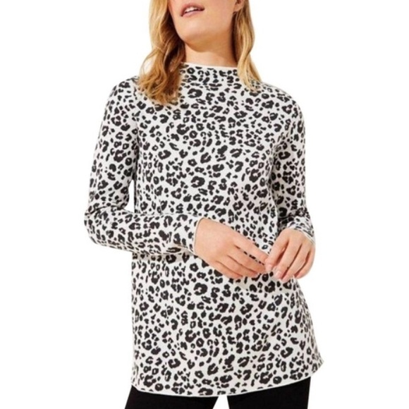 NWT Loft Animal Print Cotton Sweater Sz XLarge White Black - Picture 8 of 8